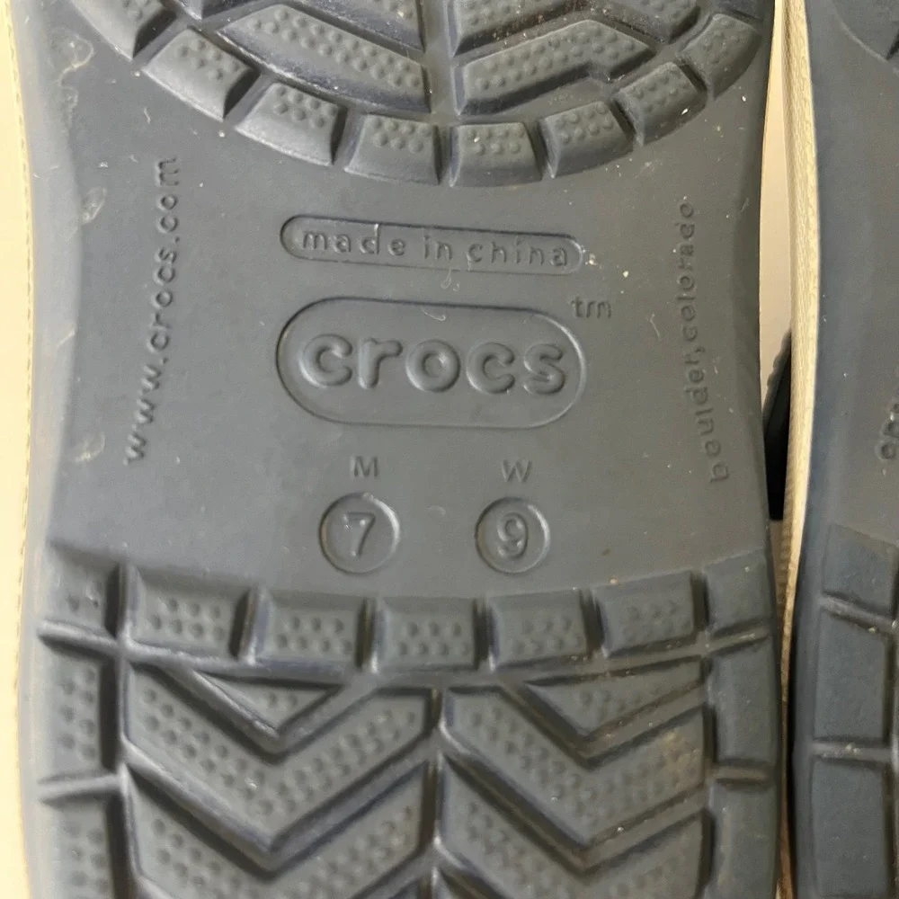 Crocs Crocband Navy Blue White Mens 7 Womens 9 Sporty‎ Clog Sandals 11016